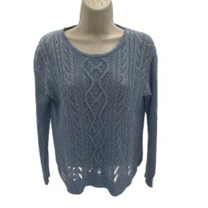 Polo Ralph Lauren Linen Crochet Ladies Blue Pull Over Sweater Medium Size 8 - 10